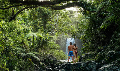 Family holidays in Fiji visit Taveuni waterfall