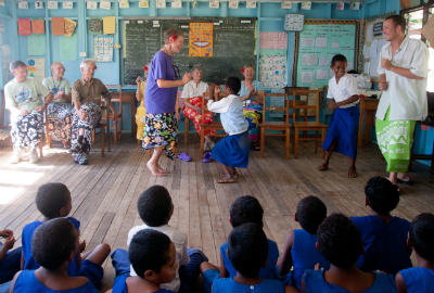 Family visit to Fiji school