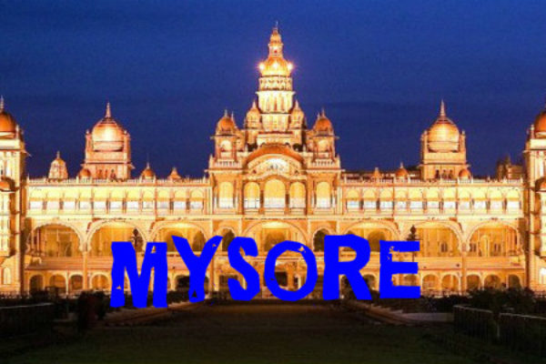 Mysore Palace under lights at Night