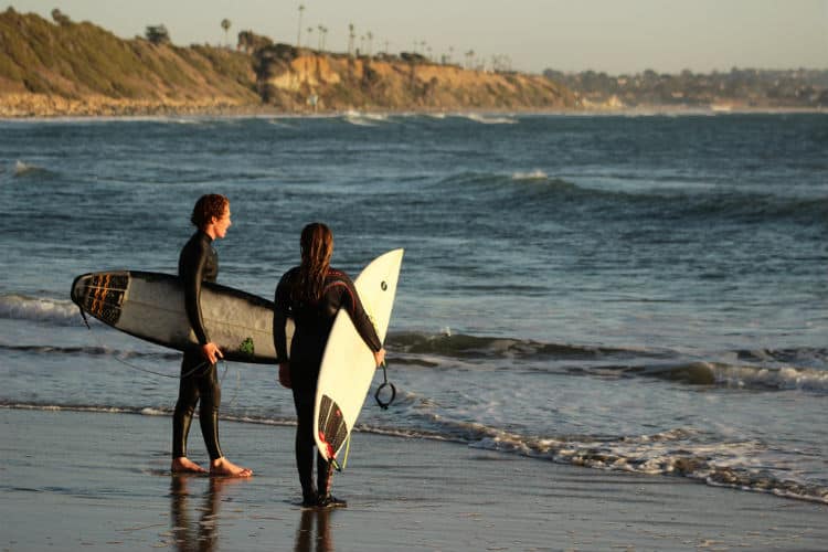 Surfing in Encinitas, California