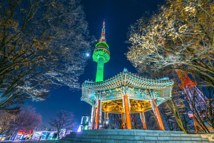 N Seoul Tower at night