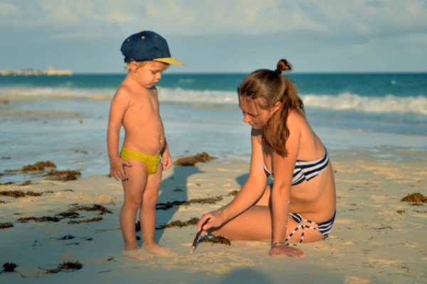 Kid in Cancun Beach