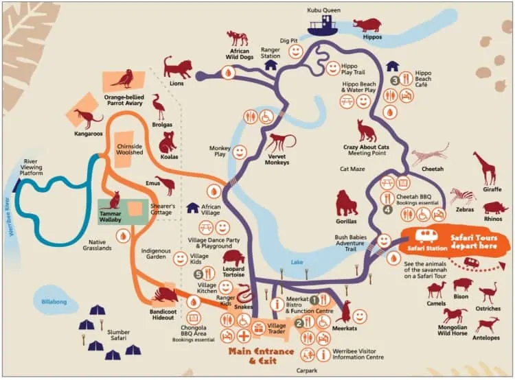 Werribee Zoo map