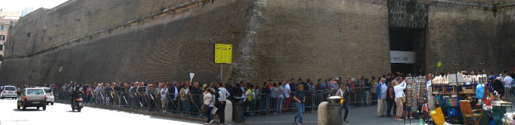 Ticket counter queue at Vatican Museums