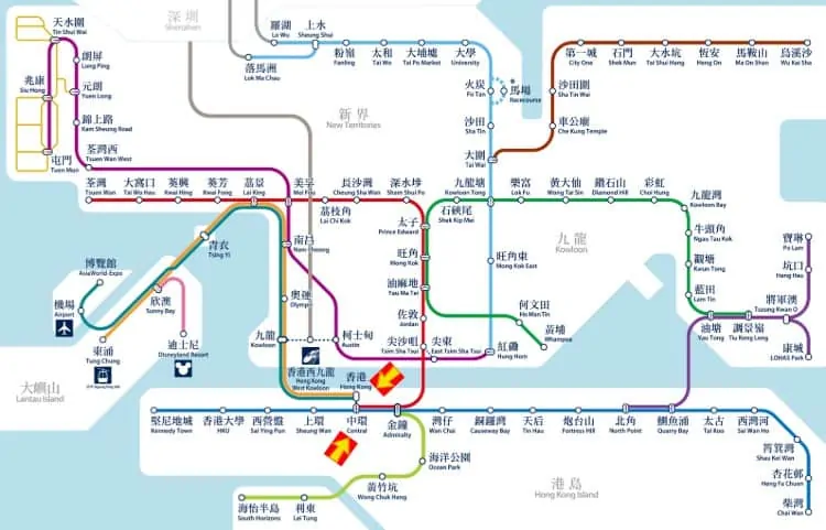 Hong Kong Metro Map to reach HK Wheel