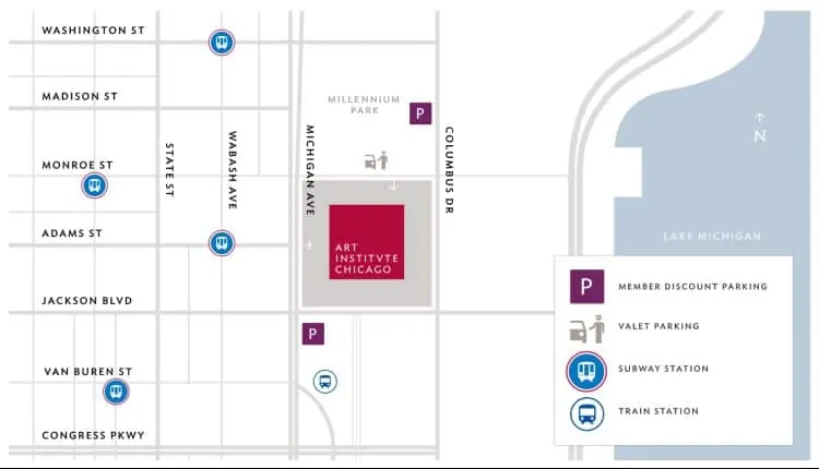 Location of Art Institute of Chicago