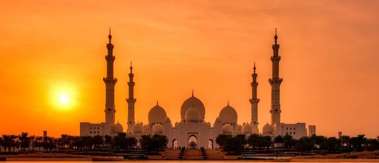 Sunset at Sheikh Zayed Mosque