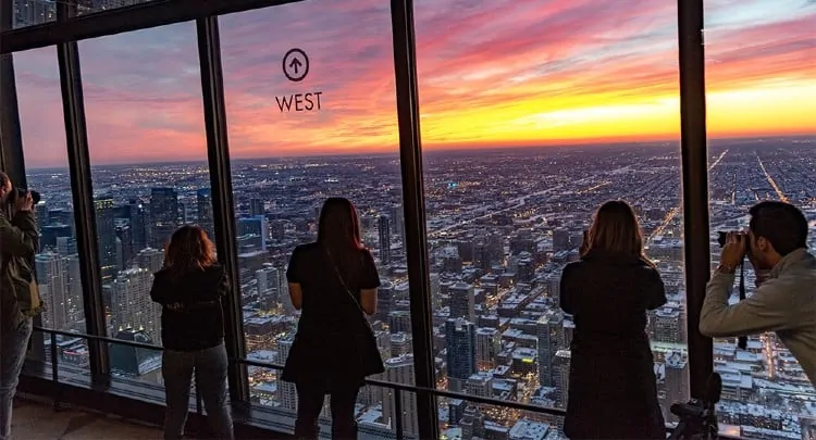 Sunset view from 360 Chicago