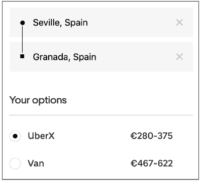 Seville to Granada by Uber