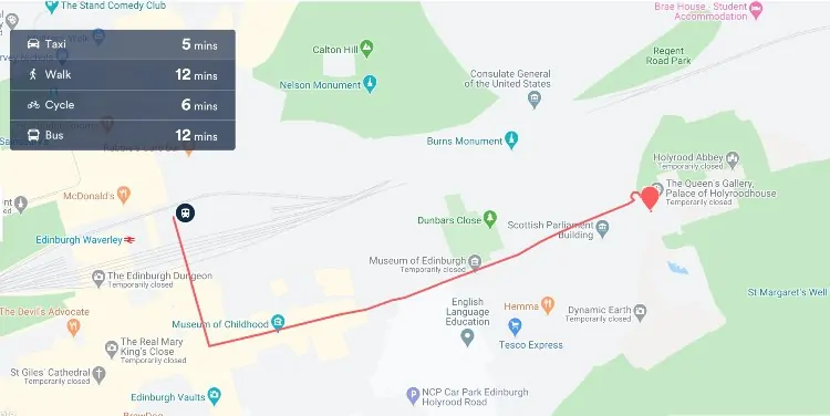 Edinburgh Waverley station to Holyrood Palace