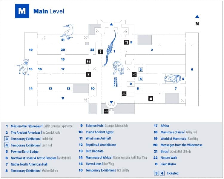 Field Museum's main level map