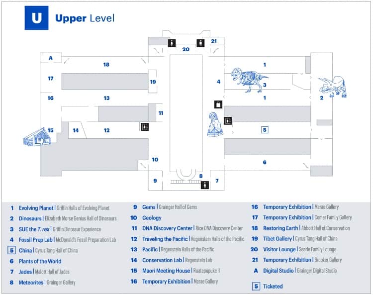 Field Museum's upper level map