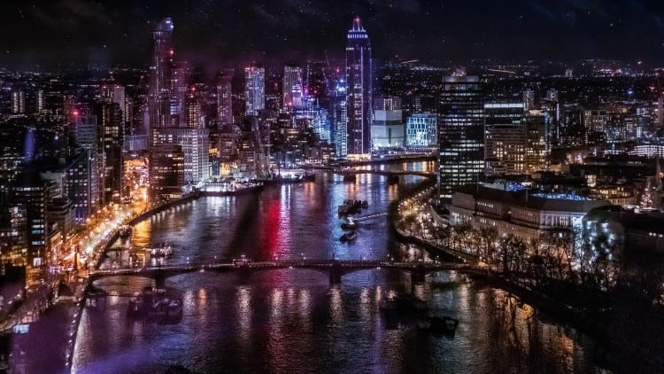 View from London Eye at night