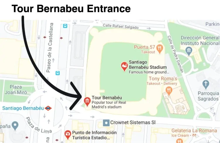 Bernabeu tour entrance in Tower B