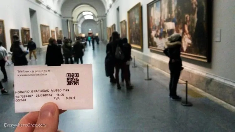 Prado Museum's free entry ticket