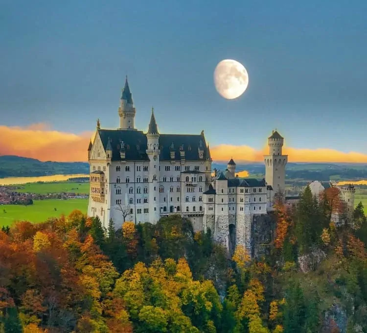 Fairytale like Neuschwanstein Castle in Autumn