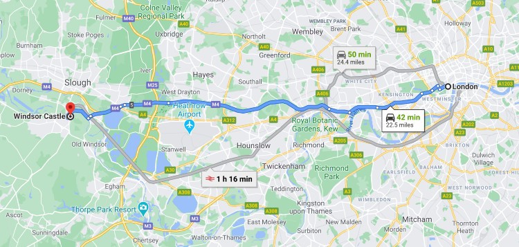 London to Windsor Castle route