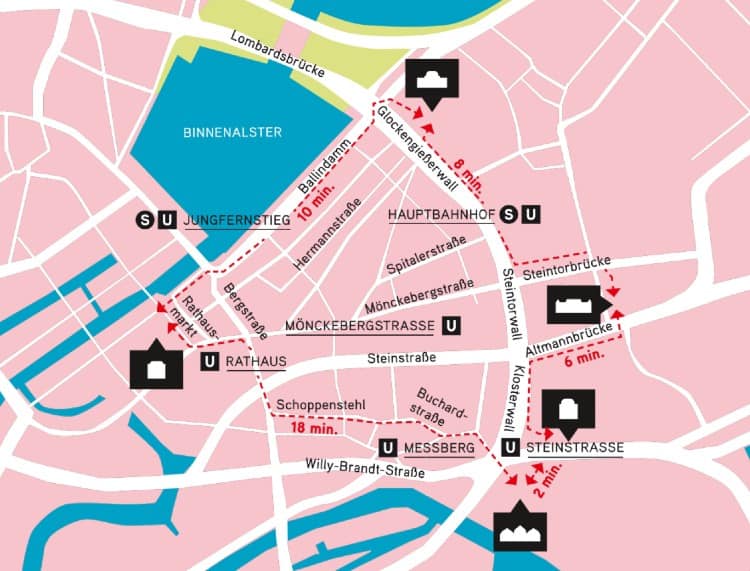 Map of Hamburg's art mile