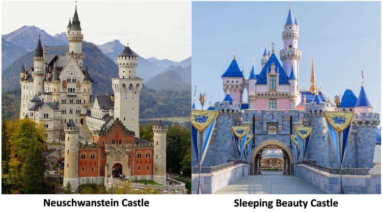 Neuschwanstein Castle vs Sleeping Beauty Castle