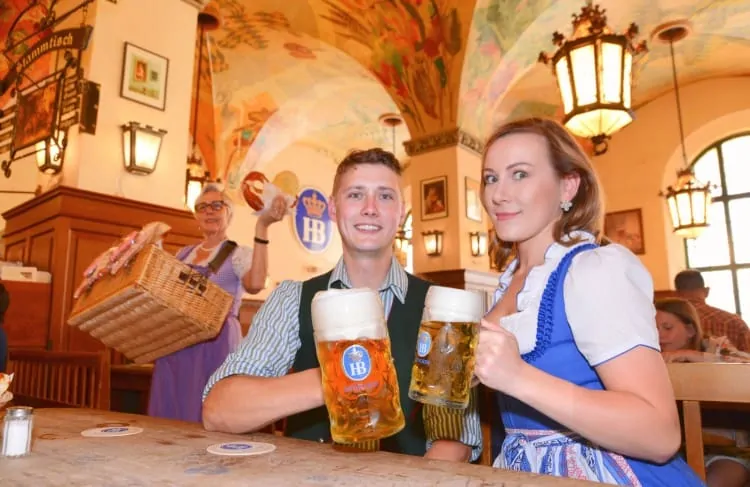 Couple drinking at Hofbrauhaus Munich