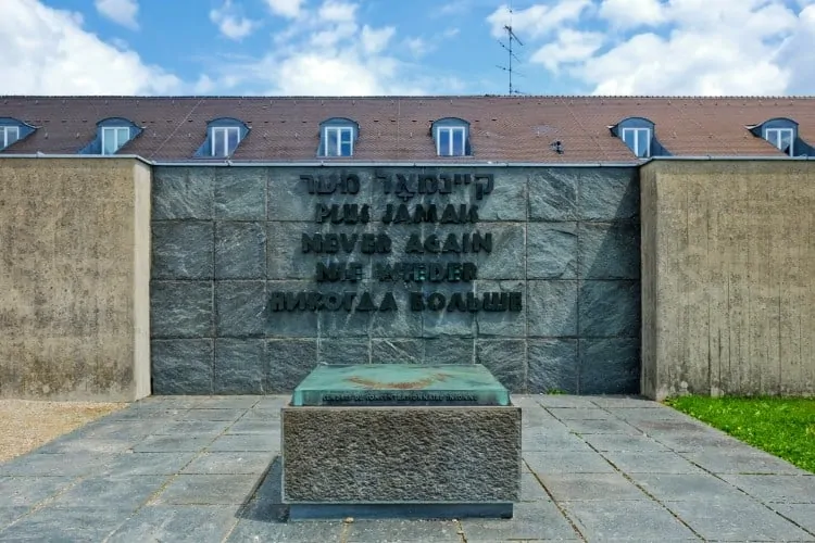 Never Again at Dachau Memorial site