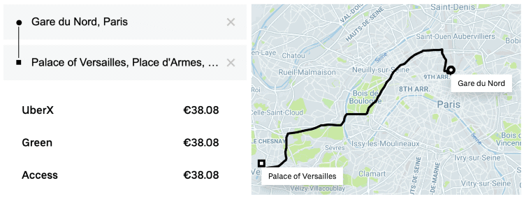 Paris to Versailles Palace by Uber