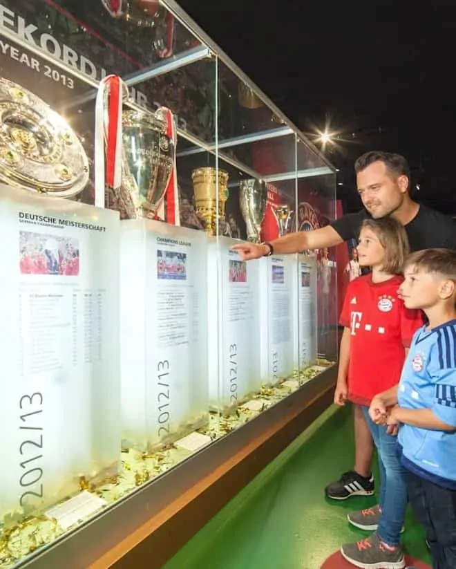 Visiting FC Bayern Museum with kids