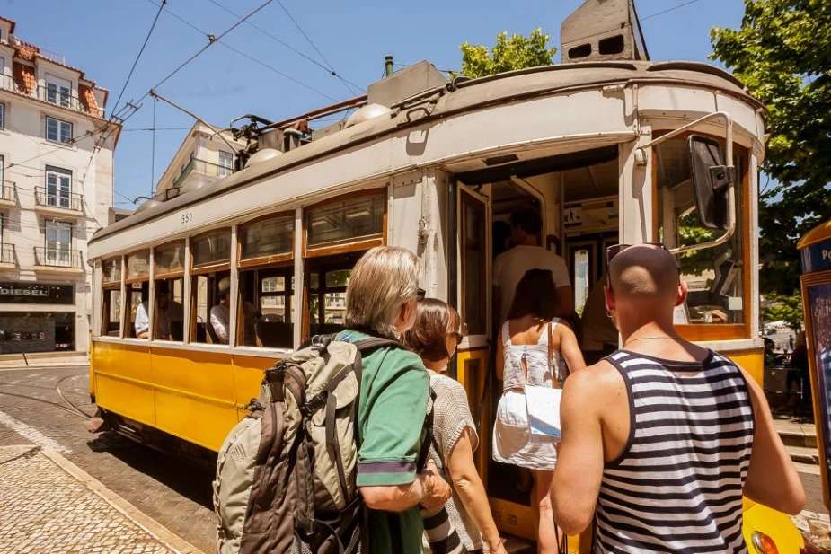 Tourists board Tram No. 28