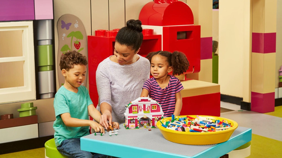 Mom and kids at Legoland Philadelphia