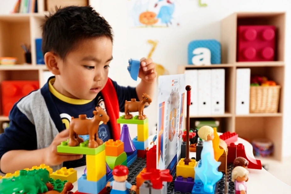 Boy plays with Lego at Legoland San Antonio