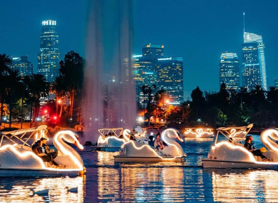 Swan Boat Night Ride at Echo Park Lake