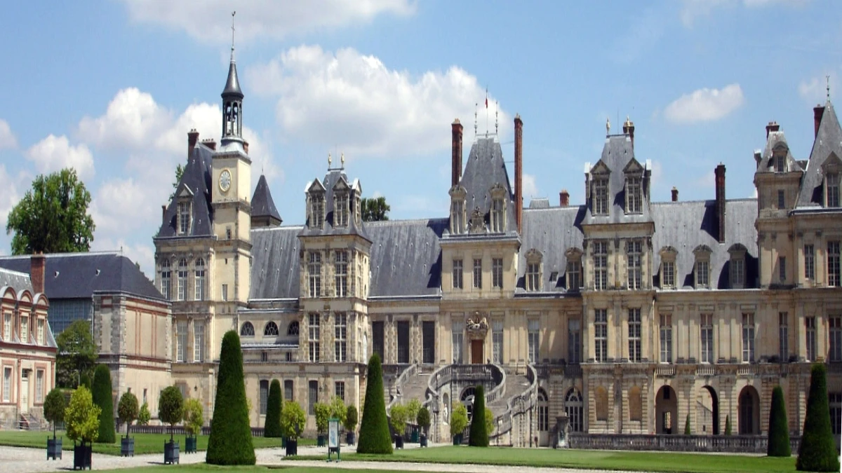 Gardens At Chateau De Fontainebleau Near Paris Stock Photo