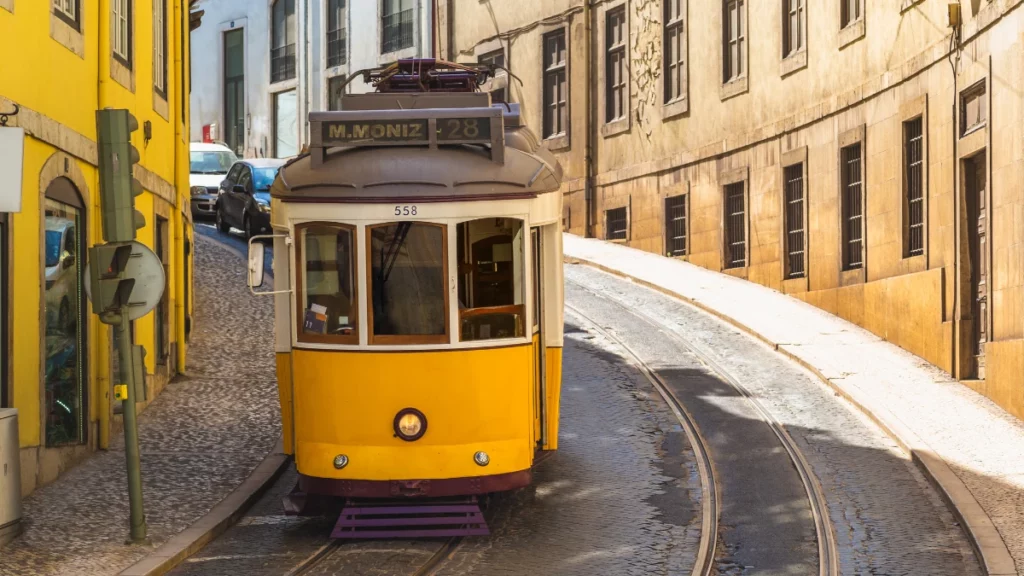 Tram on Line 28 in Lisbon, Portugal Tram on Line 28 in Lisbon, Portugal