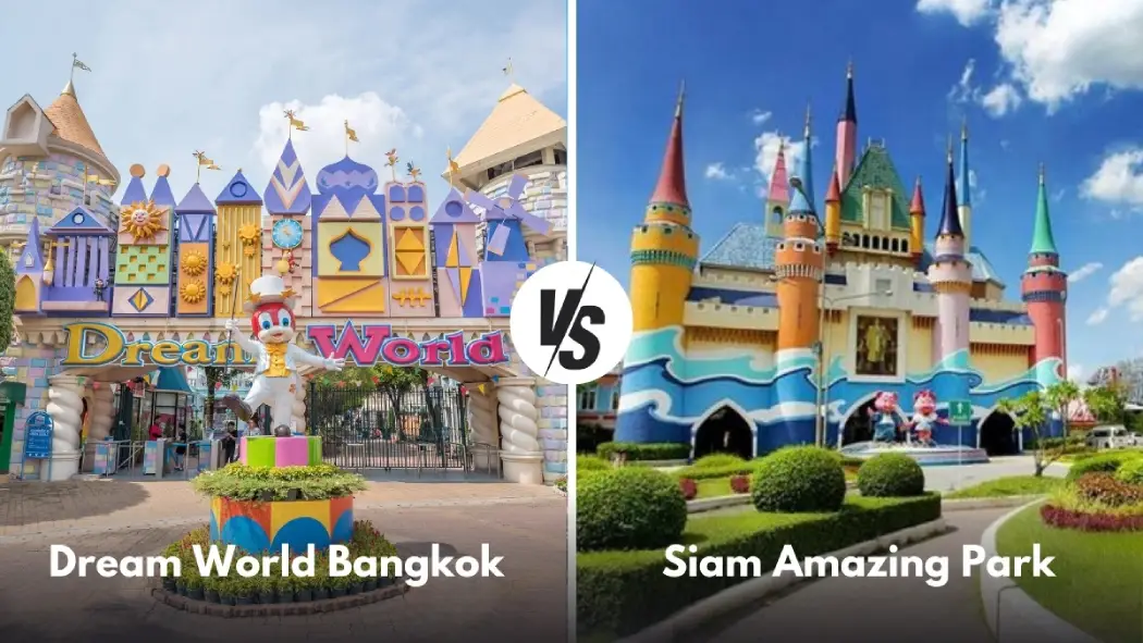 Showing the comparison between Dream World and Siam Amazing Park