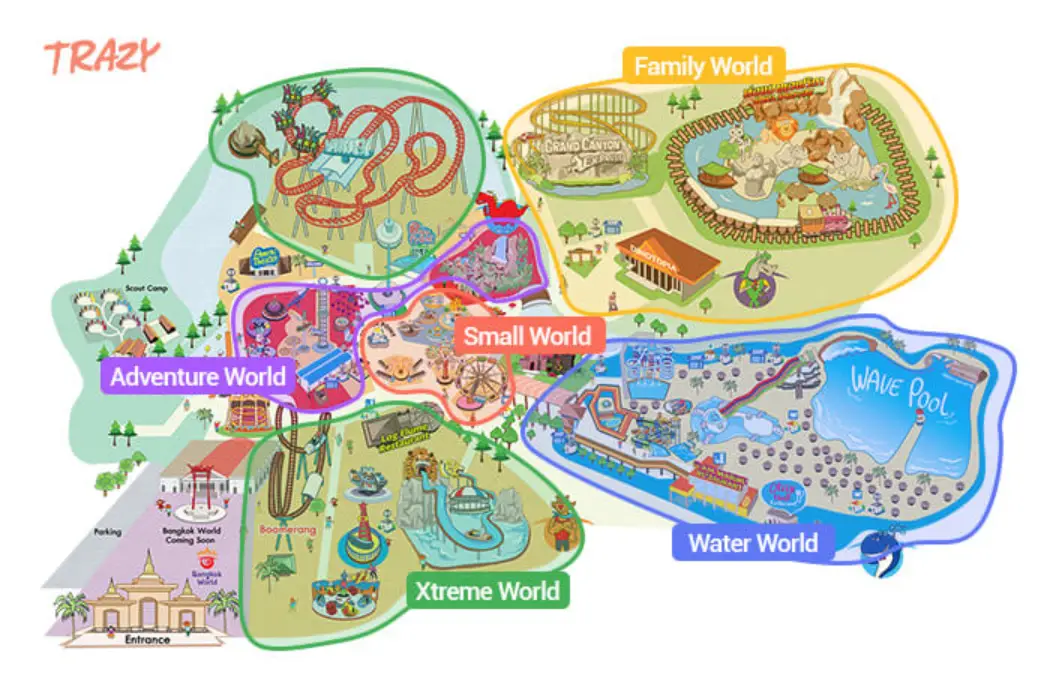 The different categories of Park zones are marked on the Map